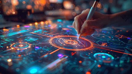 Business hands working on digital table and laptop analyzing network online data and economic growth graph chart, Business innovation technology concept.