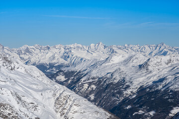 Fototapeta na wymiar Mountain massif near Saas-Fee in Switzerland