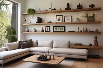 Organized Zen Living: Contemporary Ideas for Clutter-Free Open Shelving in the Living Room