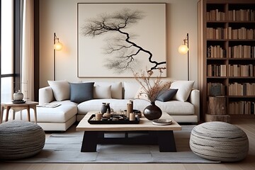 Simple Patterns and Textile Accents: Contemporary Zen Living Room Ideas