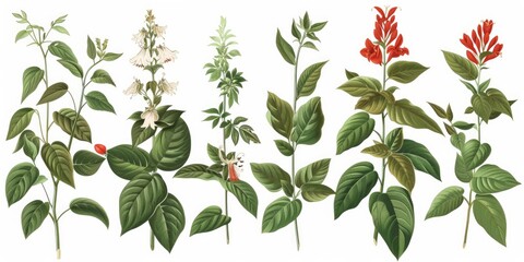 Illustration Plant. Vintage Botanical Illustration of Poison Plants - Belladonna Nightshade - obrazy, fototapety, plakaty