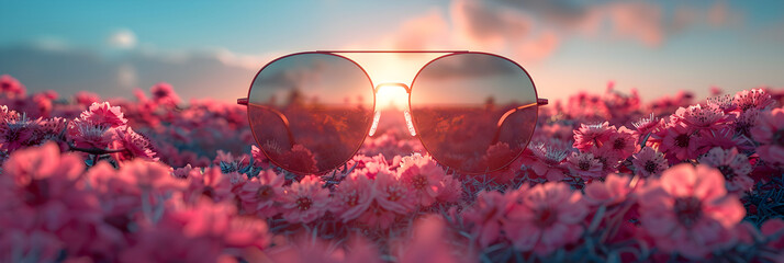 The world through rose-colored glasses,
Tropical summer sand beach and bokeh sun light