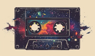 Cassette Tape with a Space Theme Generative AI