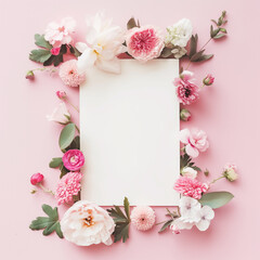 Blank paper note with floral arrangement