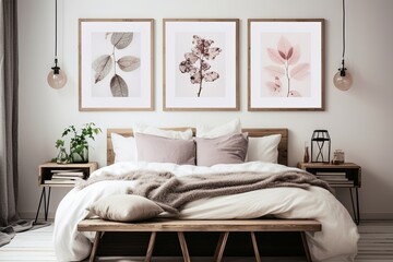 Wall Art Wonderland: Cozy Scandinavian Bedroom Inspirations with Personal Touches