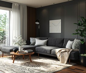 Modern Living Room with Contemporary Furniture and Designs Generative AI