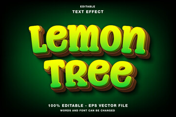 Lemon Tree 3d Editable Text Effect Template Style Premium Vector