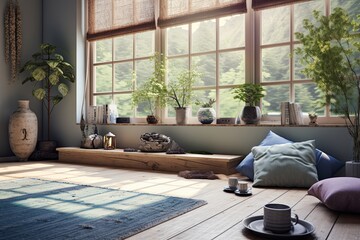 Creating a Zen Den: Home Yoga Room Inspirations for Calming Vibes - obrazy, fototapety, plakaty