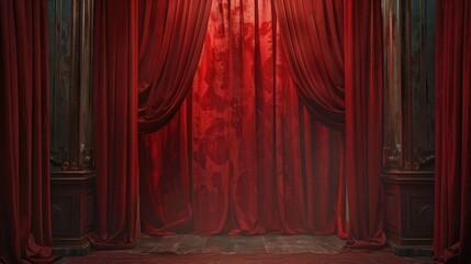 Red Curtain, Theater Curtain - Turkish translation : Red Theater Curtain - obrazy, fototapety, plakaty