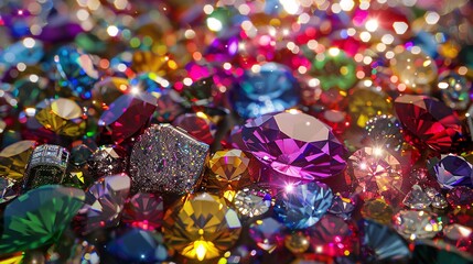 Fototapeta na wymiar Colorful Gems and Jewels A Rainbow of Sparkling Treasures Generative AI