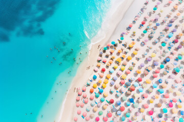 Beach with the colorful umbrellas