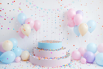 Birthday background with a pedestal and decoration - 773902218