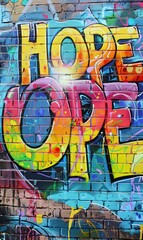 Fototapeta premium Hopeful Graffiti Colorful Expression of Optimism Generative AI