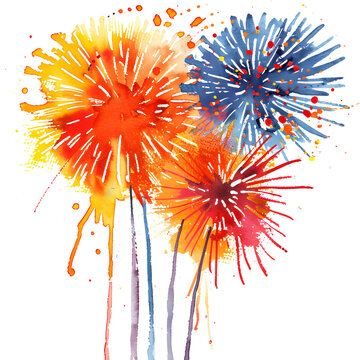 Celebration beautiful fire works watercolor illustration clipart for a variety of purposes creating greeting cards and invitations