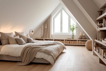 Serene Minimalist Small Space Designs: Dreamy Attic Bedroom Decors