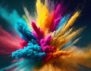 Stunning and dynamic dust powder explosion simulating a colorful effect