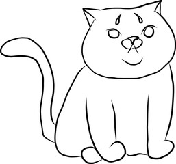Set of Cat cartoon for printing on sticker.Cat vector illustration for coloring book on white isolated background.Cute clipart.Character for elements on white background.