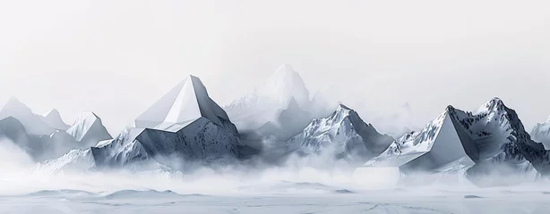 Fotobehang Snowy Mountainside A Whiteout Winter Wonderland Generative AI © Bipul Kumar