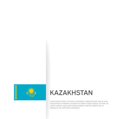 Kazakhstan flag background. State patriotic kazakh banner, cover. Document template with kazakhstan flag on white background. National poster. Business booklet. Vector illustration, simple design