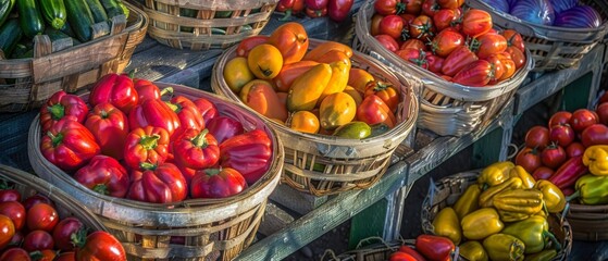 On sale at the farmers market is fresh organic produce. - obrazy, fototapety, plakaty