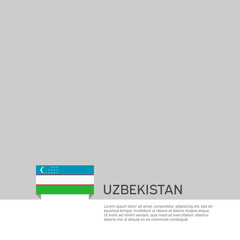 Uzbekistan flag background. State patriotic uzbek banner, cover. Document template with uzbekistan flag on white background. National poster. Business booklet. Vector illustration, simple design