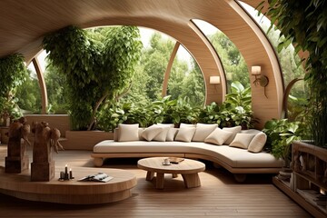 Fototapeta premium Natural Wood and Indoor Plants: Organic Living Room Decor Ideas