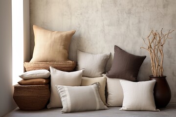 Organic Cotton Throw Pillows: Earthy Living Room Decor Concepts with Soft Textures