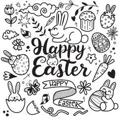 Happy Easter Hand-Drawn Vector Illustration.