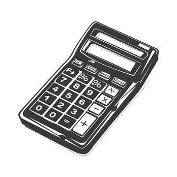 recommend clip art: Silhouette calculator office utility black color only