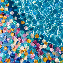 Summer Pool Party, Top view, glitter