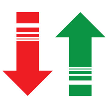 Green Up and Red Down Arrow Icons with Rounded Edges. Vector Image.
