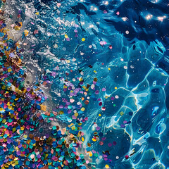 Summer Pool Party, Top view, glitter