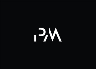 PM Letters Logo Design Slim. Simple and Creative Black Letter Concept Illustration.
