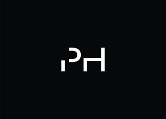 PH Letters Logo Design Slim. Simple and Creative Black Letter Concept Illustration.
