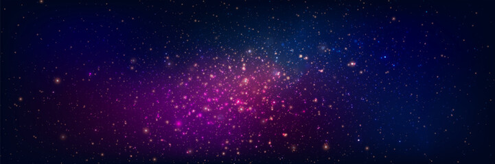 Magical abstract background. Cosmic effect of particles and light.