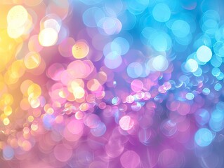 Abstract Bokeh Background in Rainbow Colors with Pastel Purple, Blue, Gold Yellow, White Silver, and Pale Pink - Dreamy and Enchanting Lighting - Colorful and Magical Style

