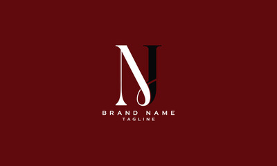 NJ, JN, Abstract initial monogram letter alphabet logo design
