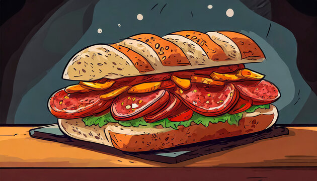 ilustraci&oacute;n de un bocadillo de chorizo