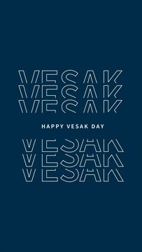 Happy Vesak Day Line Art Style Text Effect Vertical