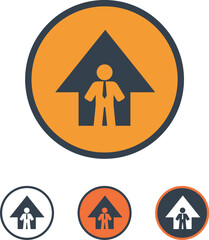 Up arrow with human figure and person icons set. Career and business success symbol apps and websites. Vector illustration.