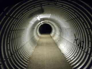 Endless tunnel in the night
