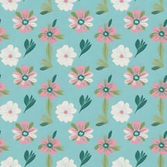 Leaves and floral pattern in plain background