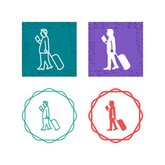 Walking with Luggage Vector Icon