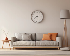 Bright airy living room with sofa coffee table and stylish accessories - obrazy, fototapety, plakaty