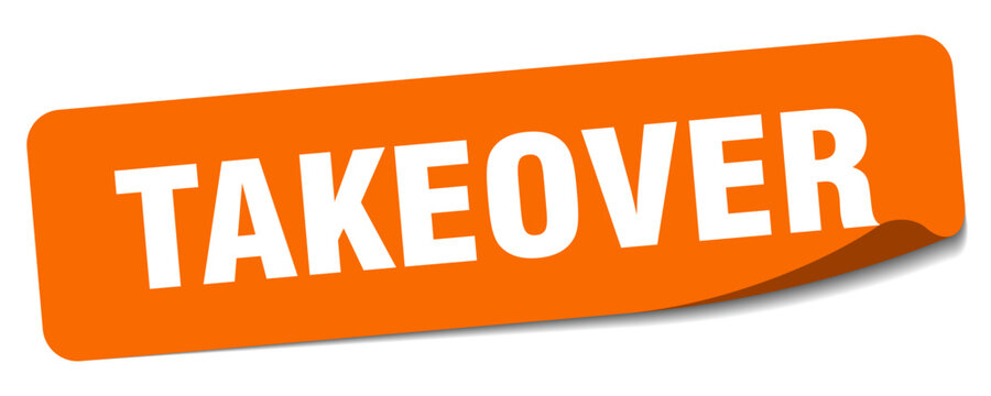 takeover sticker. takeover label