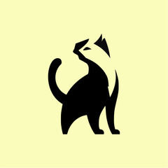 Black Cat  Logo vector. Home pet veterinary clinic icon