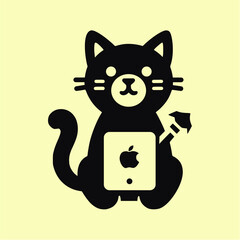 Black Cat  Logo vector. Home pet veterinary clinic icon