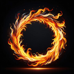 vibrant fire circle isolated on a black background