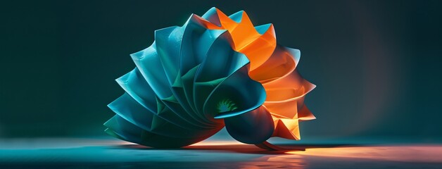 Futuristic Flower A Blue and Orange Abstract Artwork Generative AI
