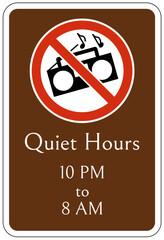 Campsite prohibition sign quiet hours
